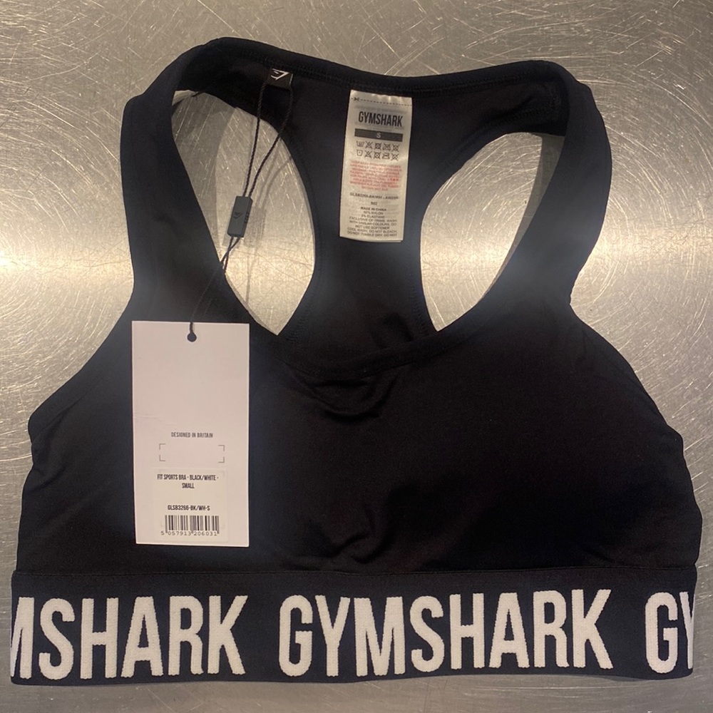 Gymshark Fit Sports Bra - Black/White - Small